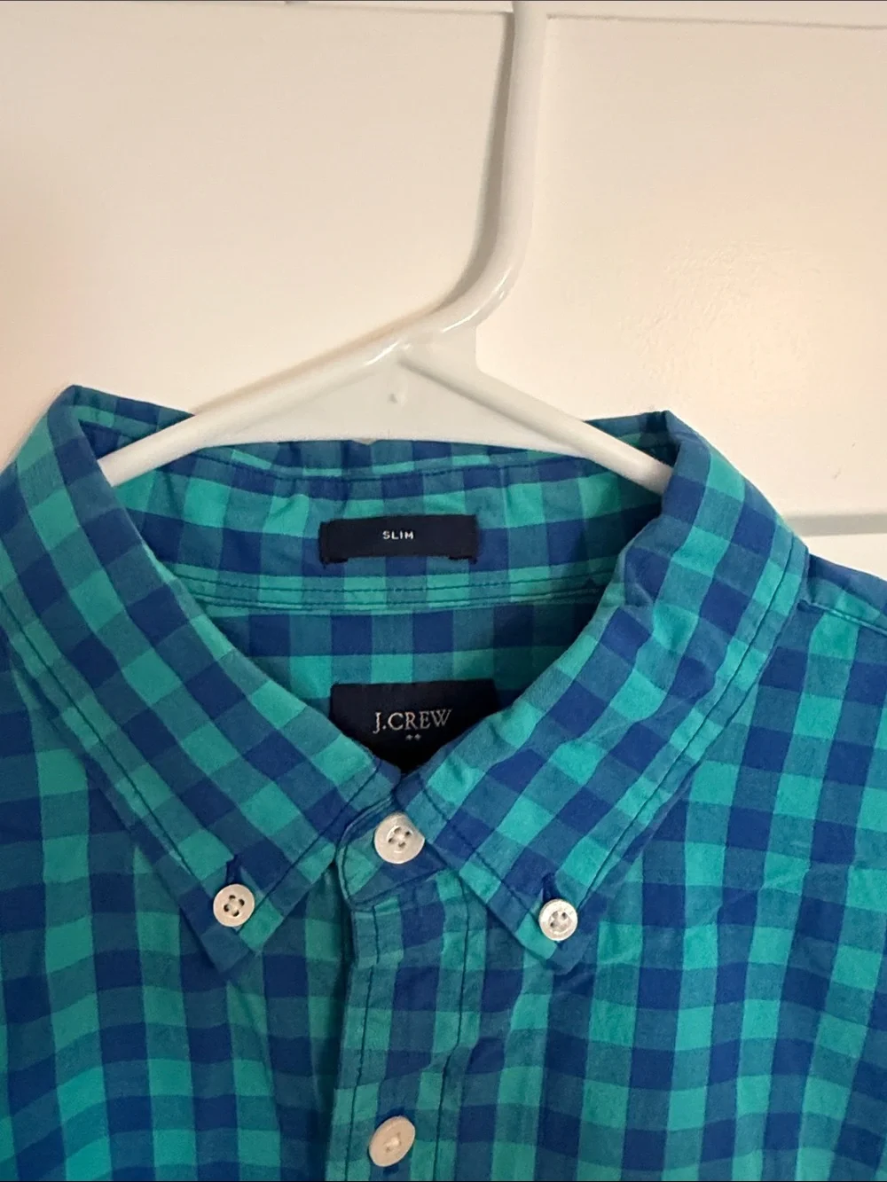 J. Crew Teal and Navy Plaid Button-Down Shirt
